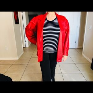 Red Leather Jacket Fully Lined